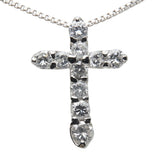 Pt900 プラチナ Pt850 プラチナ ダイヤ0.50ct クロス 十字架 モチーフ ペンダントネックレス レディース 【中古】